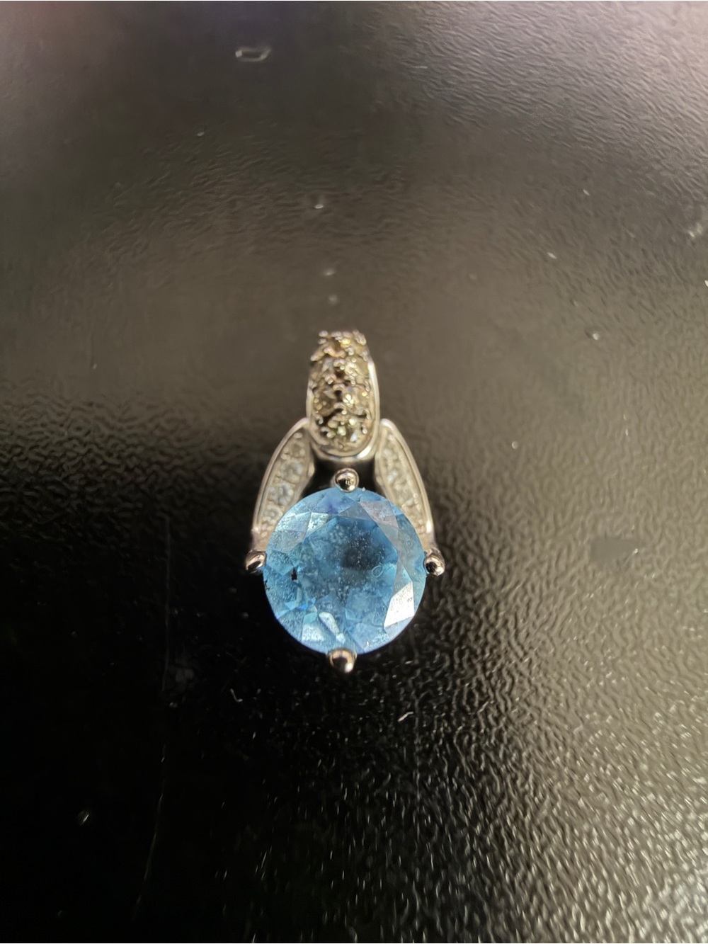 Levian 14K white gold, blue topaz, and chocolate/Vanilla diamond pendent